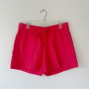 J Crew NWT Women’s Guava Red Coral Linen Blend Drawstring Shorts, size Medium